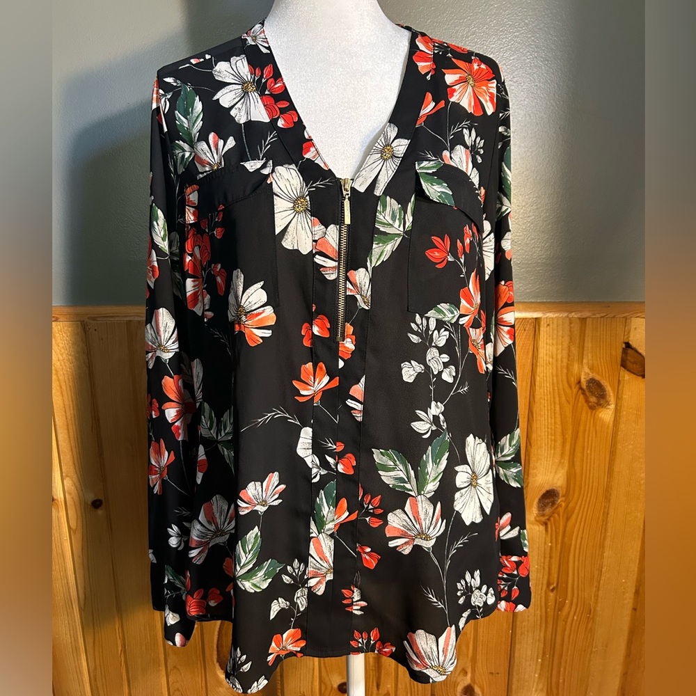 Express Black Floral Blouse